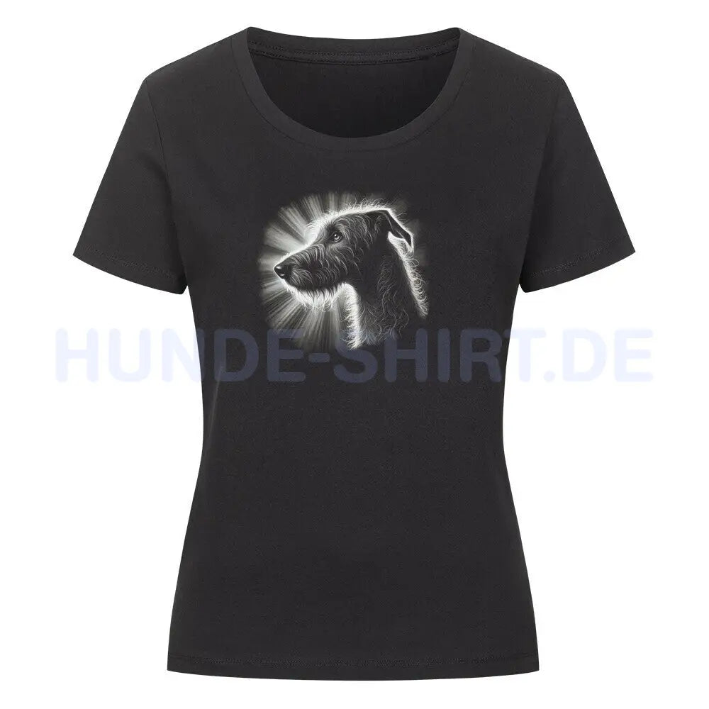 Premium Organic Damen-Shirt "Irischer Wolfshund - Shine" Schwarz – hunde-shirt.de