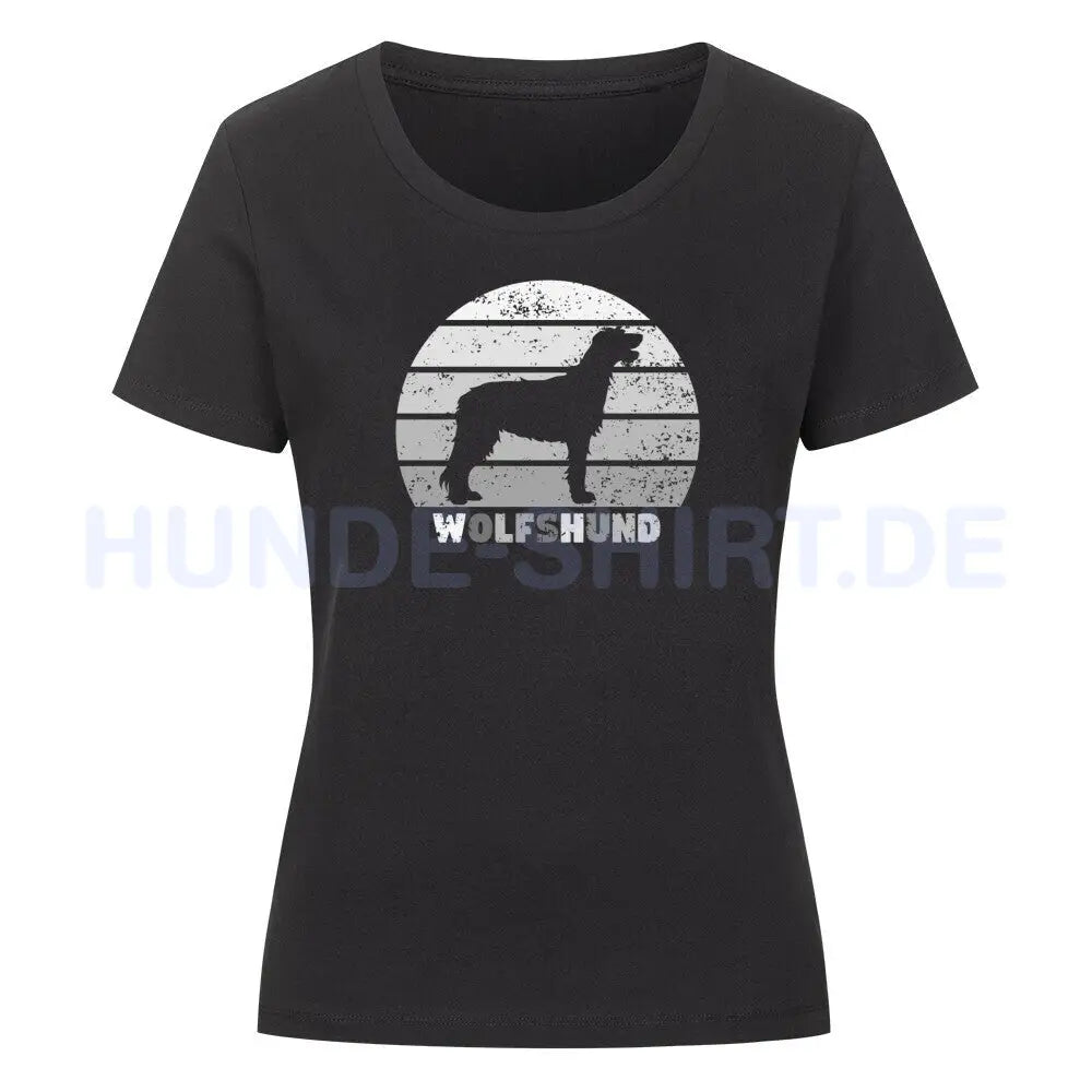 Premium Organic Damen-Shirt "Irischer Wolfshund" Schwarz – hunde-shirt.de