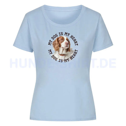 Premium Organic Damen-Shirt "Irish red and white Setter" Sky Blue – hunde-shirt.de