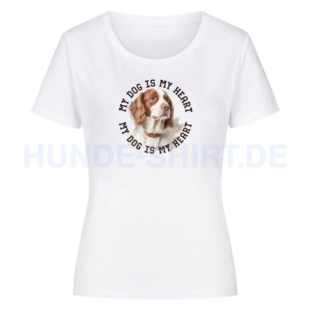 Premium Organic Damen-Shirt "Irish red and white Setter" Weiß – hunde-shirt.de