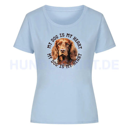 Premium Organic Damen-Shirt "Irish Setter HEART 2" Sky Blue – hunde-shirt.de