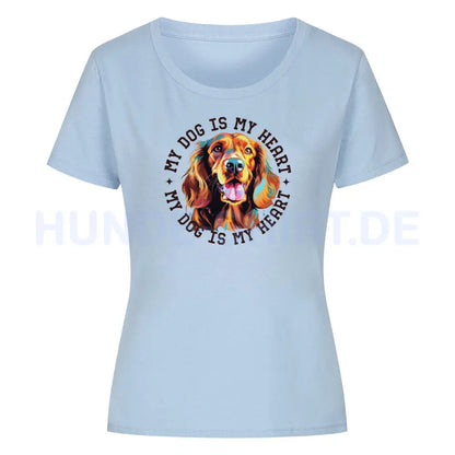 Premium Organic Damen Shirt "Irish Setter HEART" Sky Blue – hunde-shirt.de