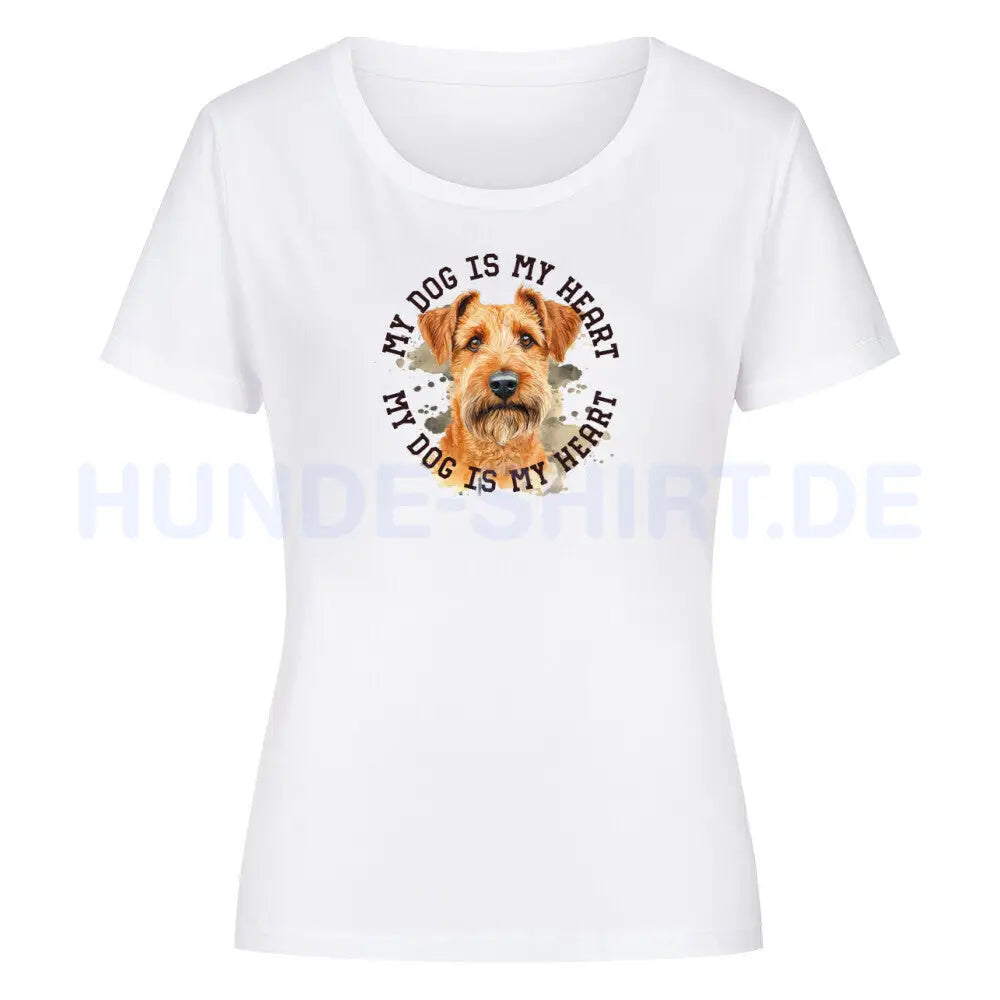 Premium Organic Damen-Shirt "Irish Terrier HEART" Weiß – hunde-shirt.de