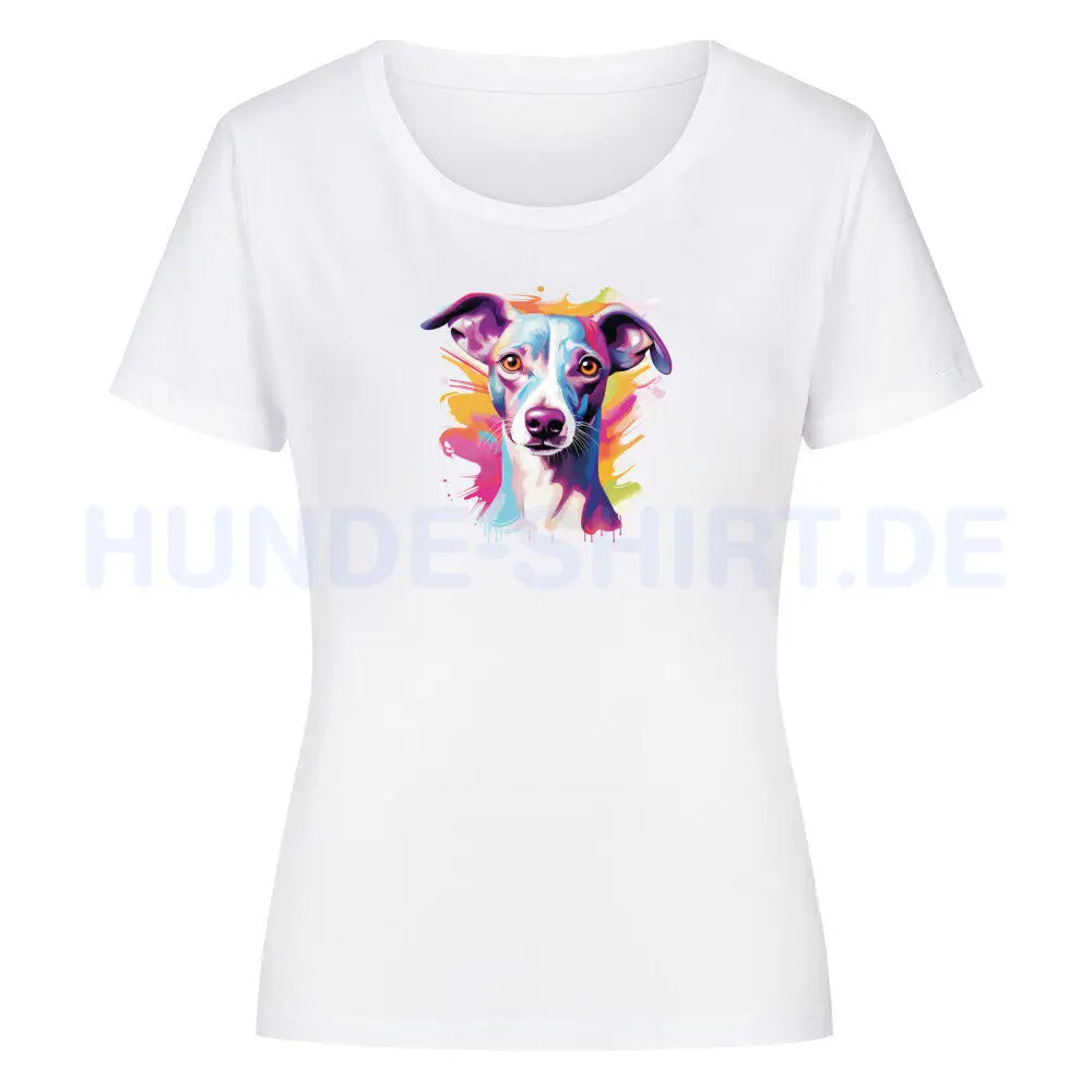 Premium Organic Damen-Shirt "Italian Greyhound / Windspiel Paint" Weiß – hunde-shirt.de