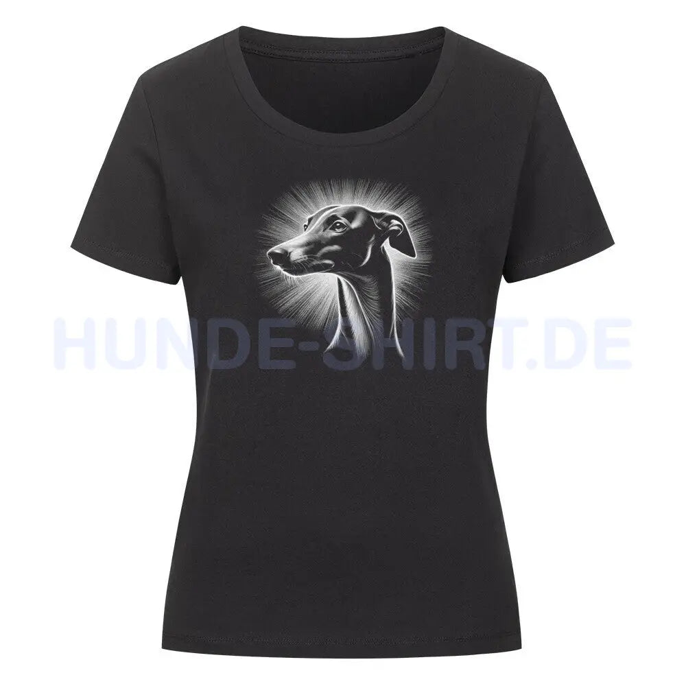 Premium Organic Damen-Shirt "Italian Greyhound / Windspiel Shine" Schwarz – hunde-shirt.de