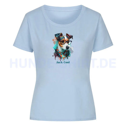 Premium Organic Damen-Shirt "Jack Russell - Jack Cool" Sky Blue – hunde-shirt.de