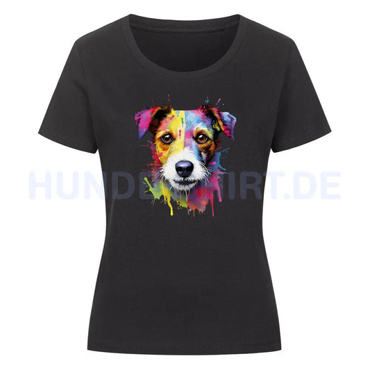 Premium Organic Damen-Shirt "Jack Russell Paint" Schwarz – hunde-shirt.de