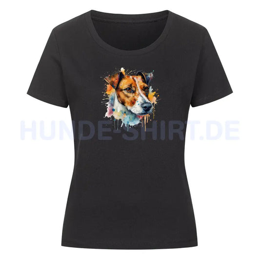 Premium Organic Damen-Shirt "Jack Russell - Splash" Schwarz – hunde-shirt.de