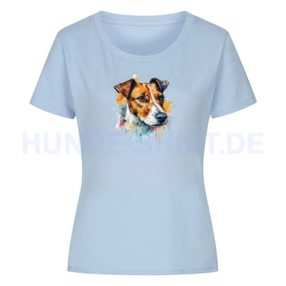 Premium Organic Damen-Shirt "Jack Russell - Splash" Sky Blue – hunde-shirt.de