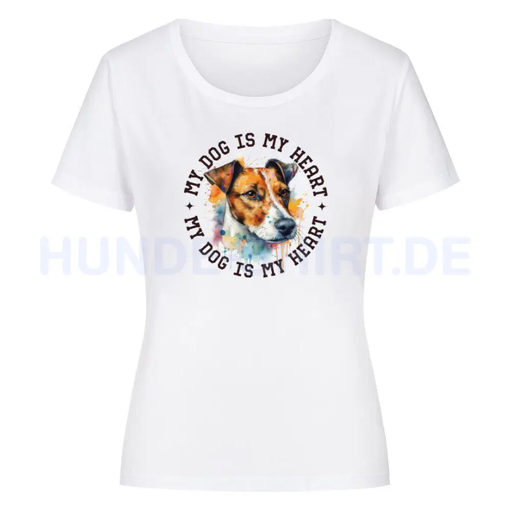 Premium Organic Damen Shirt "Jack Russell Terrier HEART" Weiß – hunde-shirt.de