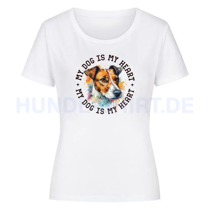 Premium Organic Damen Shirt "Jack Russell Terrier HEART" Weiß – hunde-shirt.de