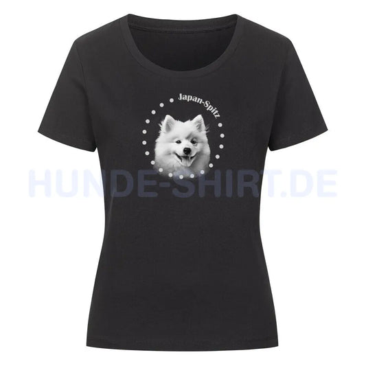 Premium Organic Damen-Shirt "Japan Spitz R" Schwarz – hunde-shirt.de