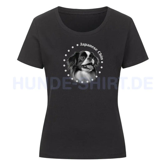 Premium Organic Damen-Shirt "Japanese Chin R" Schwarz – hunde-shirt.de