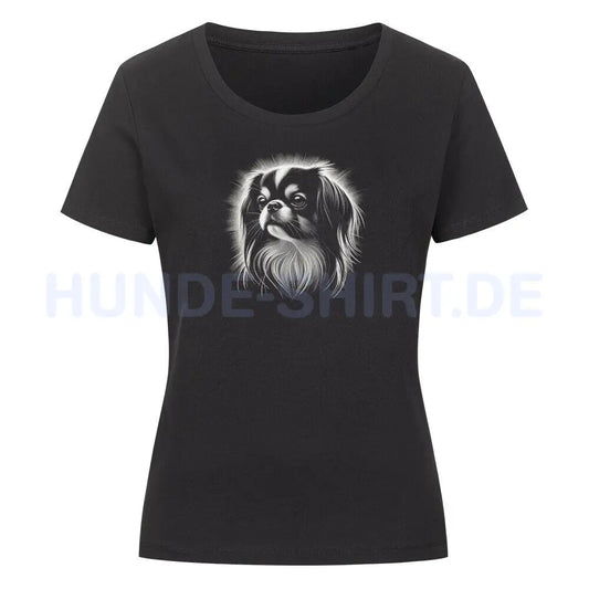 Premium Organic Damen-Shirt "Japanese Chin - Shine" Schwarz – hunde-shirt.de