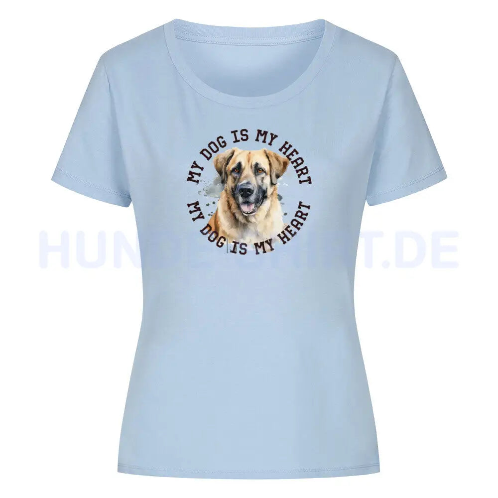 Premium Organic Damen-Shirt "Kangal HEART" Sky Blue – hunde-shirt.de