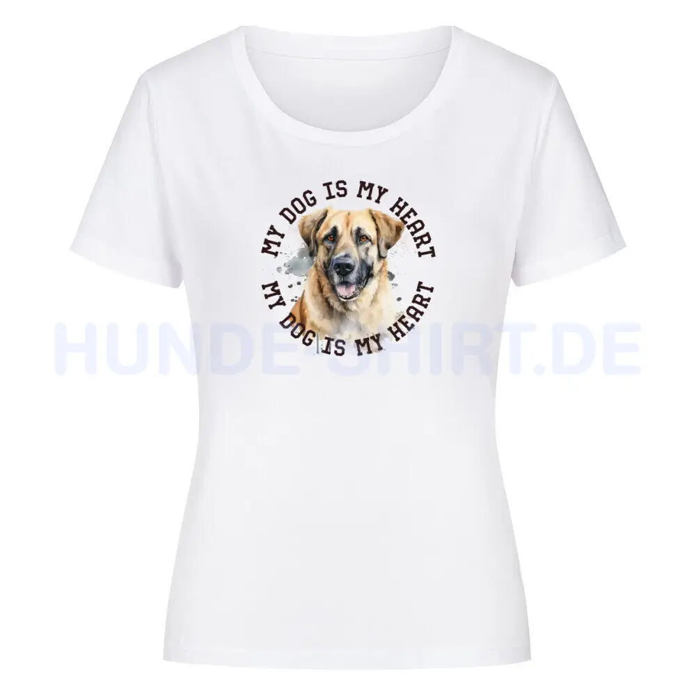 Premium Organic Damen-Shirt "Kangal HEART" Weiß – hunde-shirt.de