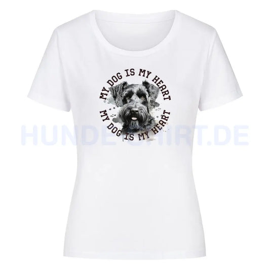 Premium Organic Damen-Shirt "Kerry Blue Terrier HEART" Weiß – hunde-shirt.de