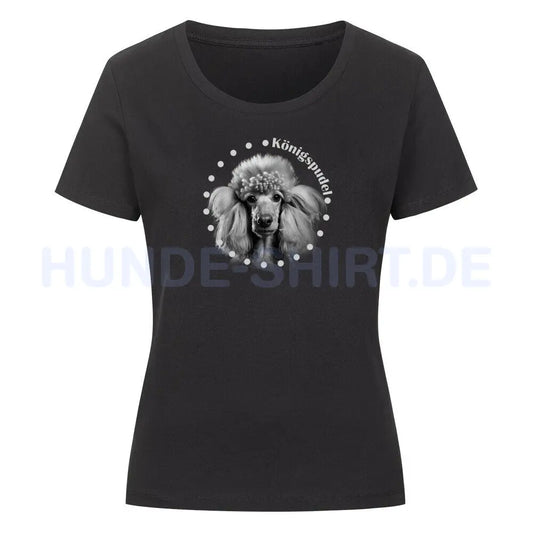 Premium Organic Damen-Shirt "Königspudel R" Schwarz – hunde-shirt.de