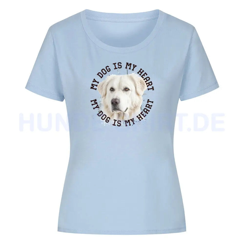 Premium Organic Damen-Shirt "Kuvasz HEART 2" Sky Blue – hunde-shirt.de