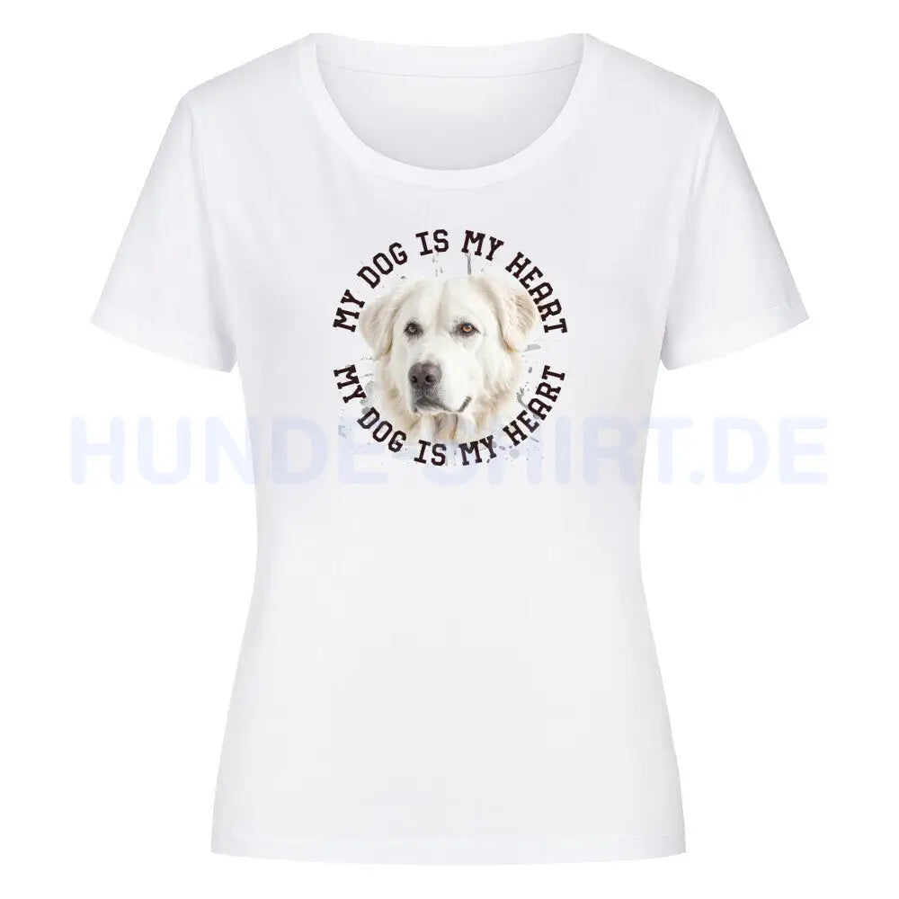 Premium Organic Damen-Shirt "Kuvasz HEART 2" Weiß – hunde-shirt.de