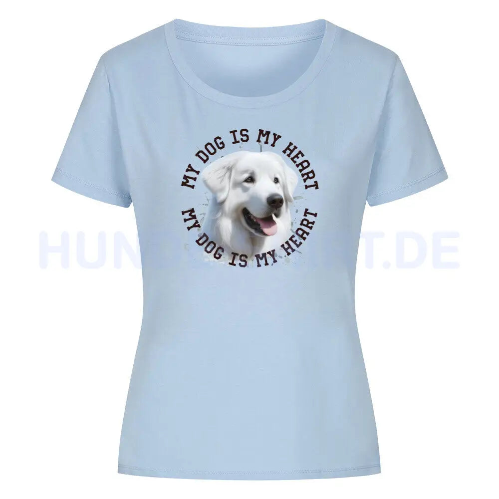 Premium Organic Damen-Shirt "Kuvasz HEART" Sky Blue – hunde-shirt.de