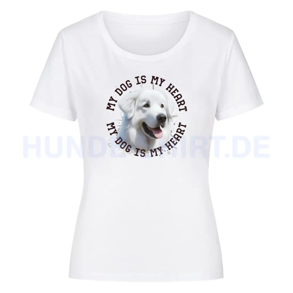 Premium Organic Damen-Shirt "Kuvasz HEART" Weiß – hunde-shirt.de