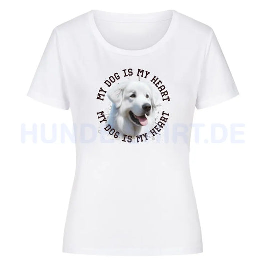 Premium Organic Damen-Shirt "Kuvasz HEART" Weiß – hunde-shirt.de