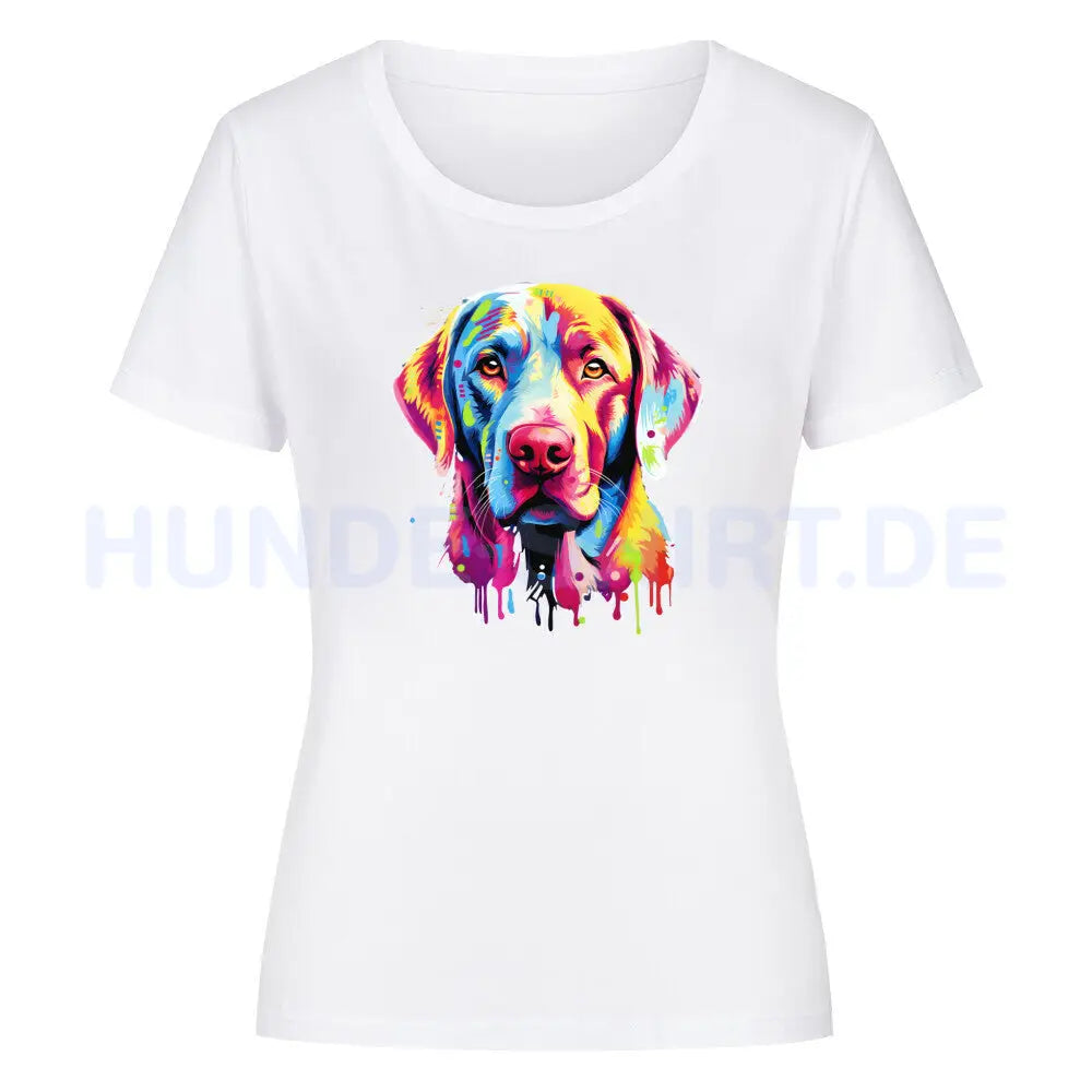 Premium Organic Damen-Shirt "Labrador Paint" Weiß – hunde-shirt.de