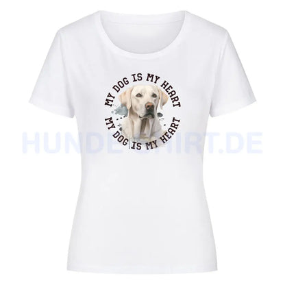 Premium Organic Damen-Shirt "Labrador Retriever HEART" Weiß – hunde-shirt.de