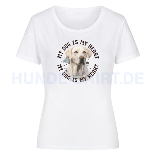 Premium Organic Damen-Shirt "Labrador Retriever HEART" Weiß – hunde-shirt.de