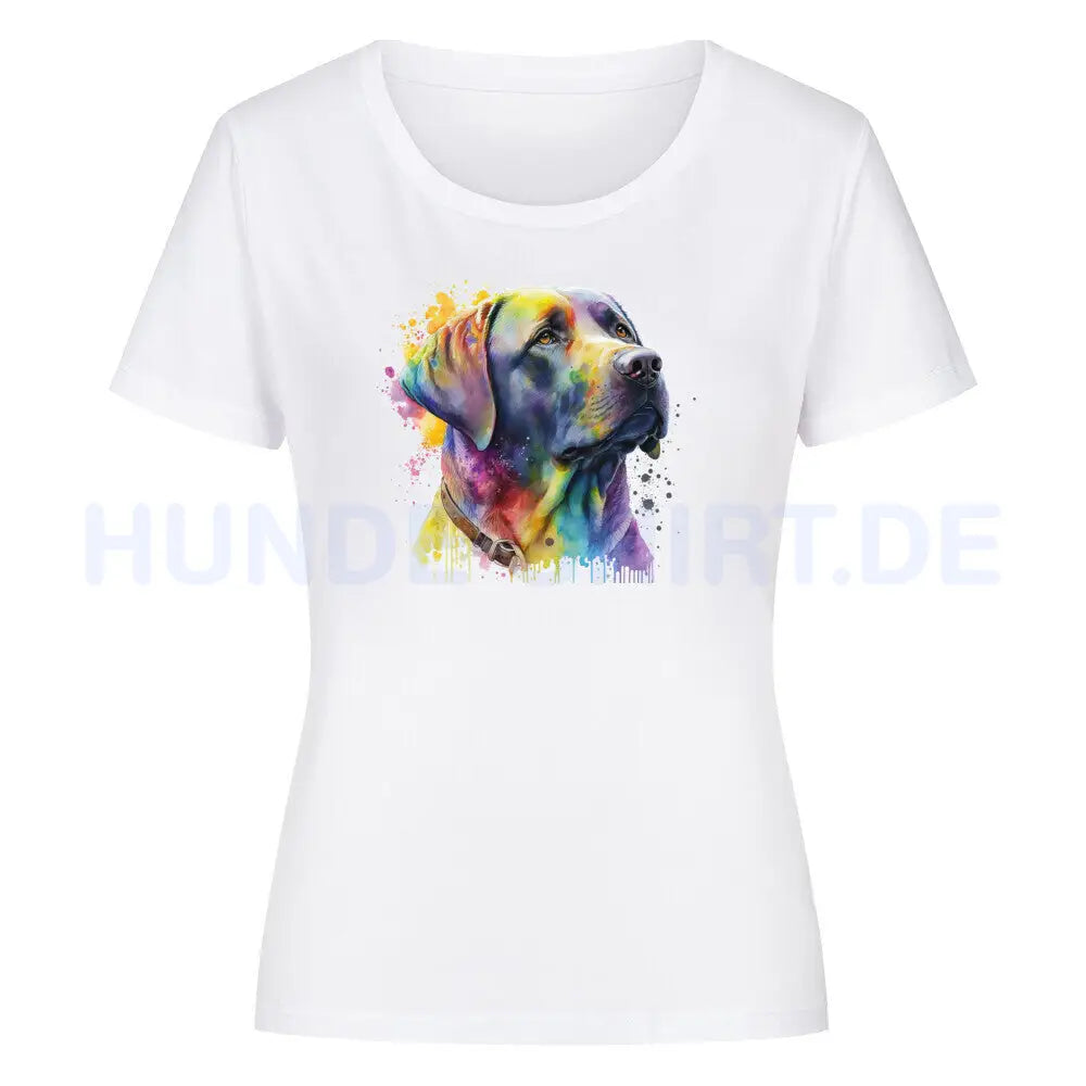 Premium Organic Damen-Shirt "Labrador Splash" Weiß – hunde-shirt.de