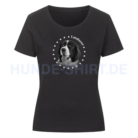 Premium Organic Damen-Shirt "Landseer R" Schwarz – hunde-shirt.de