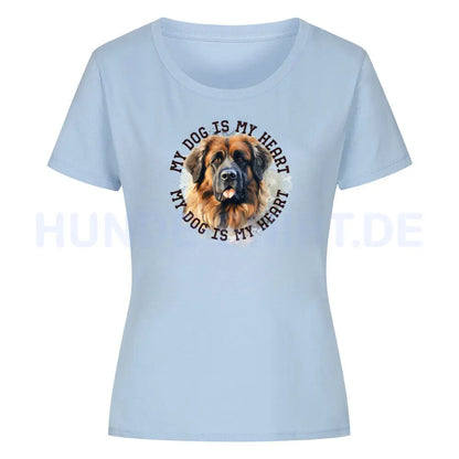 Premium Organic Damen-Shirt "Leonberger HEART" Sky Blue – hunde-shirt.de