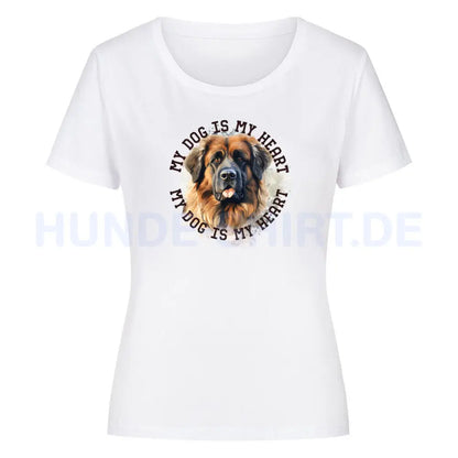 Premium Organic Damen-Shirt "Leonberger HEART" Weiß – hunde-shirt.de