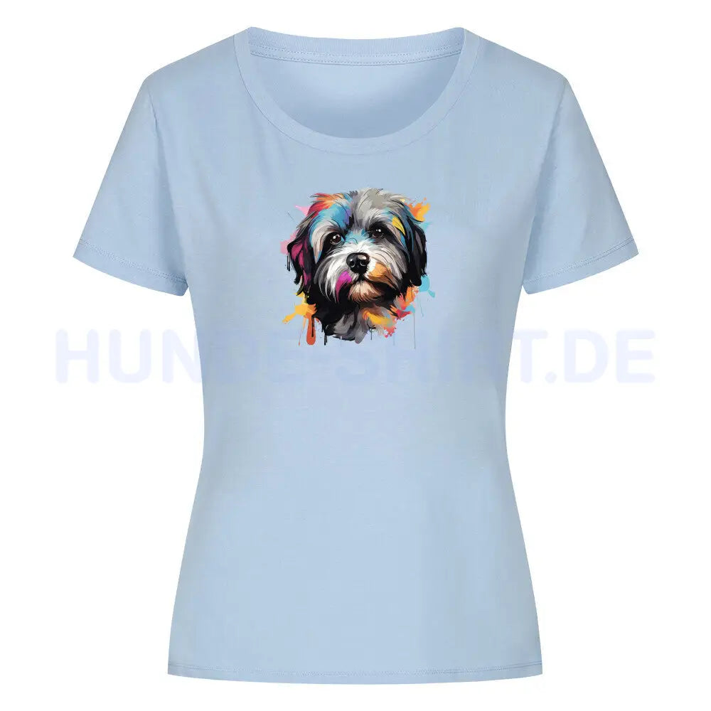 Premium Organic Damen-Shirt "Lhasa Apso - Paint" Sky Blue – hunde-shirt.de