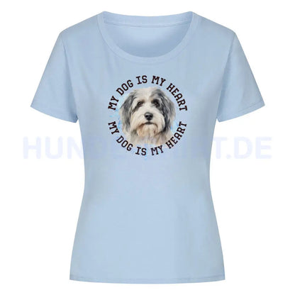 Premium Organic Damen-Shirt "Löwchen HEART" Sky Blue – hunde-shirt.de