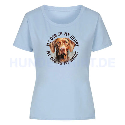 Premium Organic Damen-Shirt "Magyar Vizsla HEART" Sky Blue – hunde-shirt.de