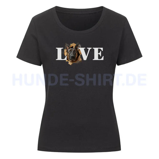 Premium Organic Damen-Shirt "Malinois - LOVE" Schwarz – hunde-shirt.de