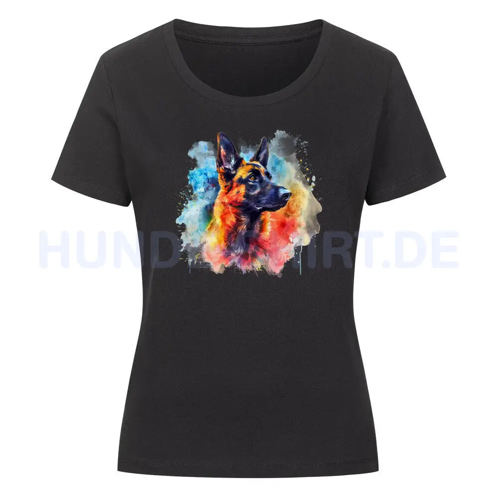 Premium Organic Damen-Shirt "Malinois Paint" Schwarz – hunde-shirt.de