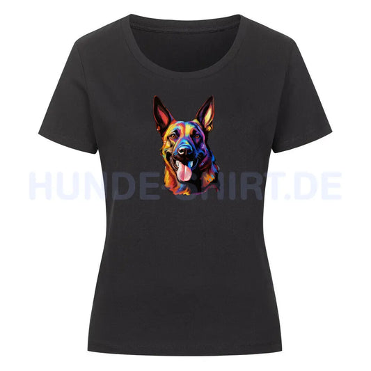 Premium Organic Damen-Shirt "Malinois - Paint" Schwarz – hunde-shirt.de