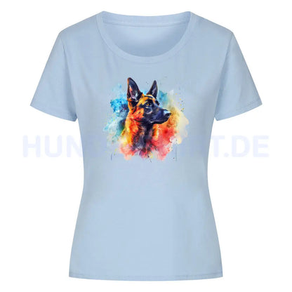 Premium Organic Damen-Shirt "Malinois Paint" Sky Blue – hunde-shirt.de