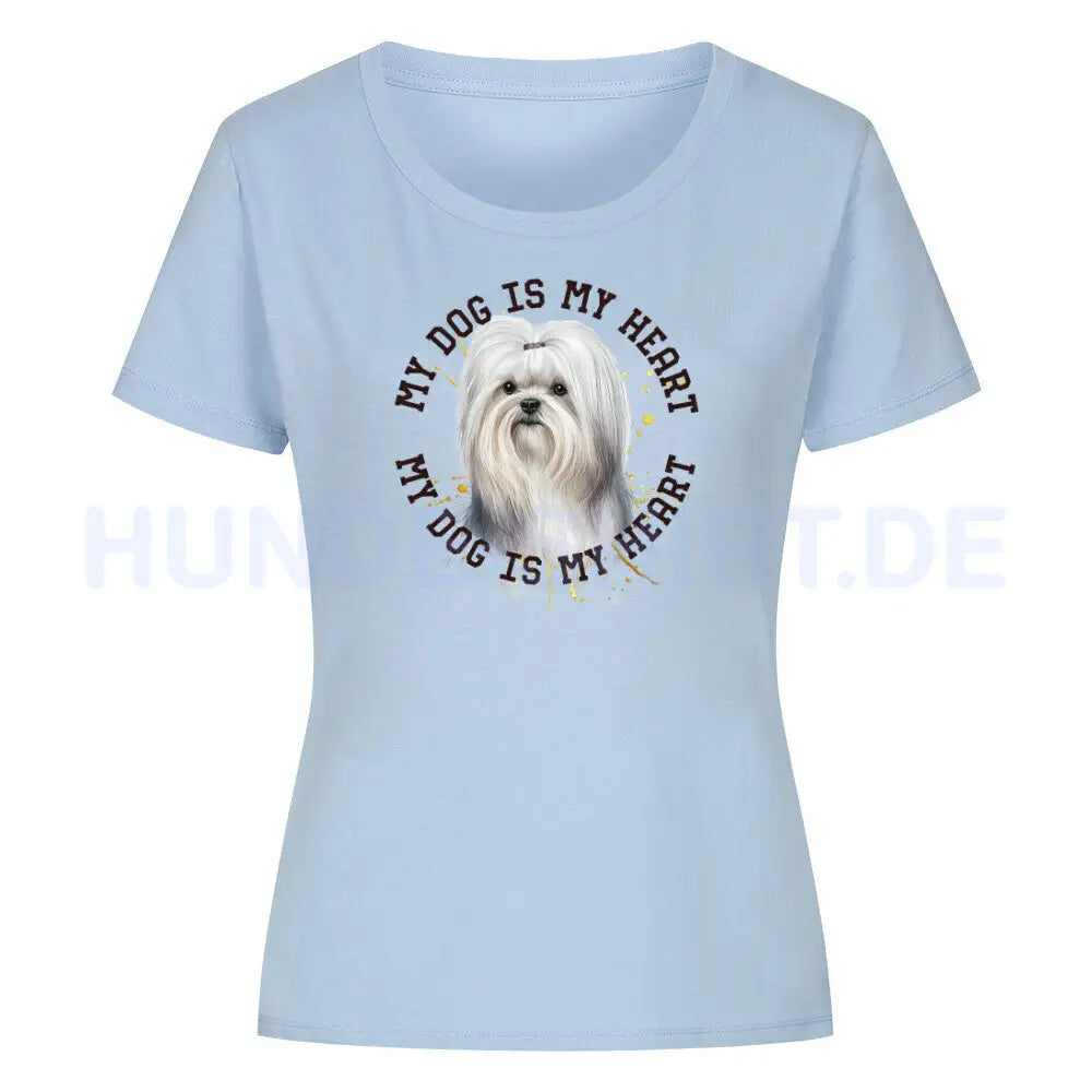 Premium Organic Damen-Shirt "Malteser HEART 2" Sky Blue – hunde-shirt.de