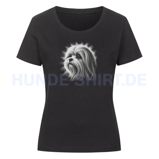 Premium Organic Damen-Shirt "Malteser kurz - Shine" Schwarz – hunde-shirt.de