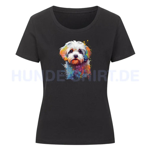 Premium Organic Damen-Shirt "Malteser - Paint" Schwarz – hunde-shirt.de