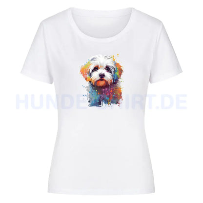 Premium Organic Damen-Shirt "Malteser - Paint" Weiß – hunde-shirt.de