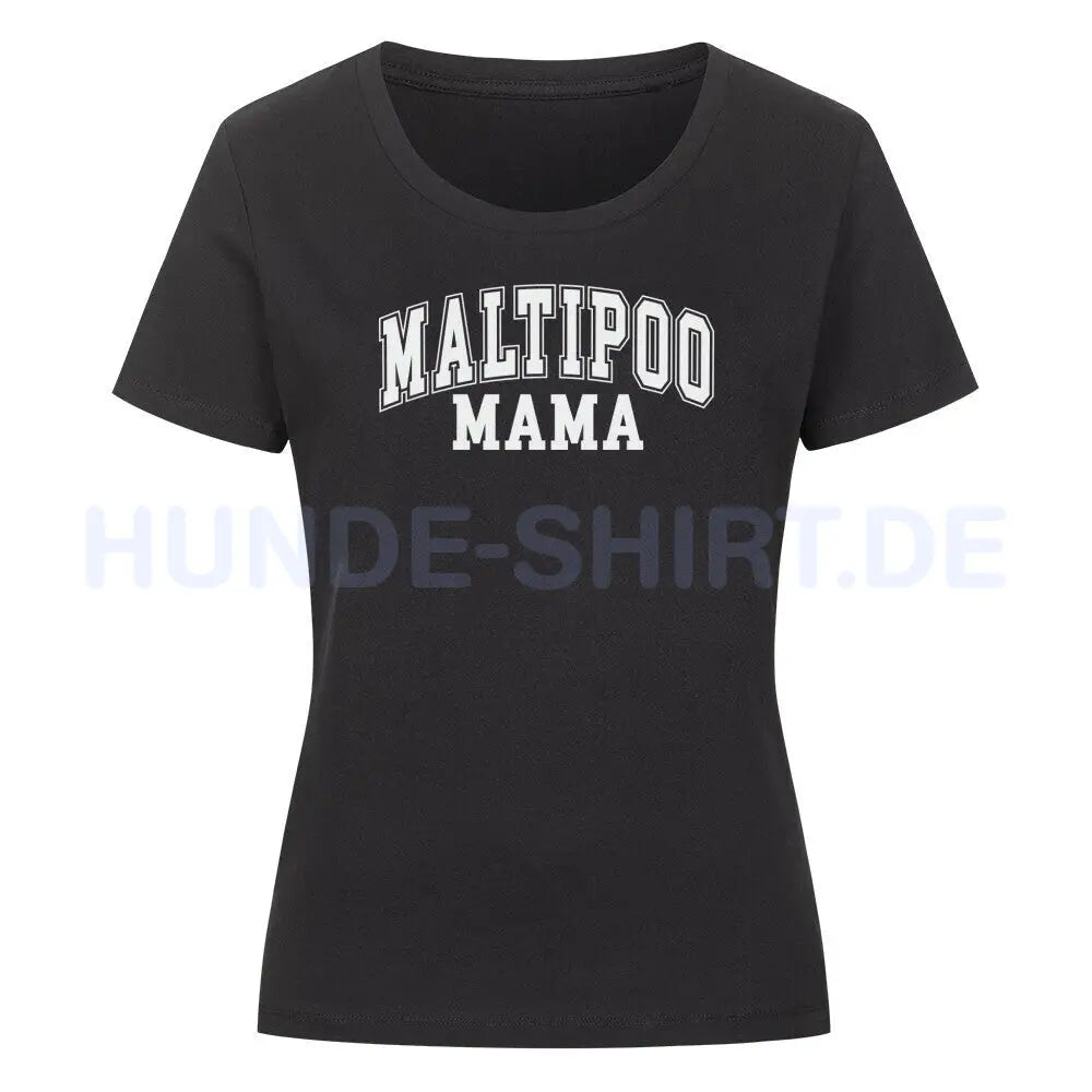 Premium Organic Damen-Shirt "Maltipoo - Mama" Schwarz – hunde-shirt.de