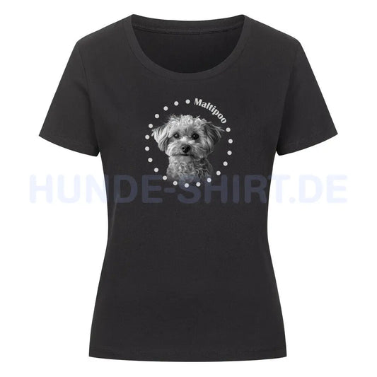 Premium Organic Damen-Shirt "Maltipoo R" Schwarz – hunde-shirt.de