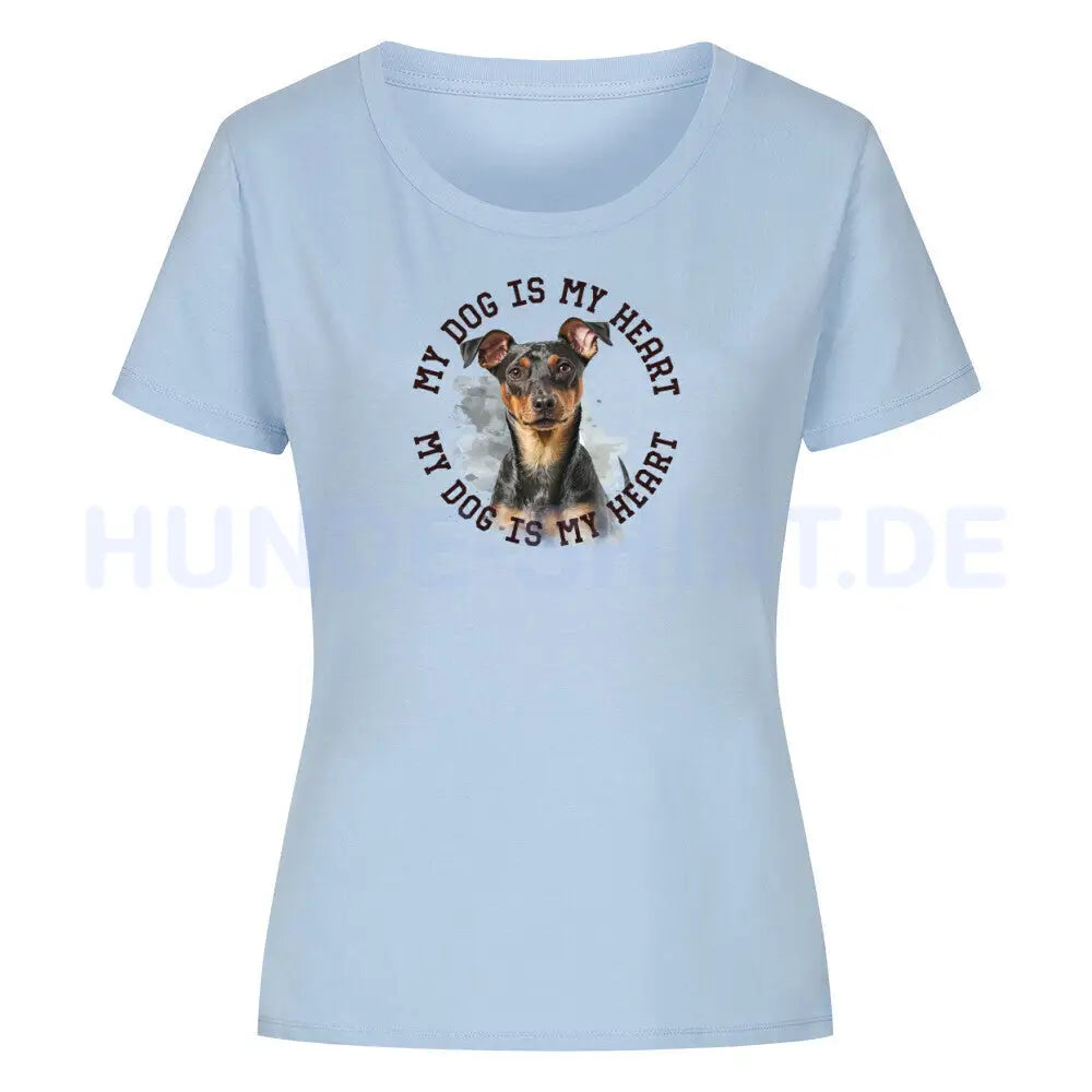 Premium Organic Damen-Shirt "Manchester Terrier HEART 2" Sky Blue – hunde-shirt.de