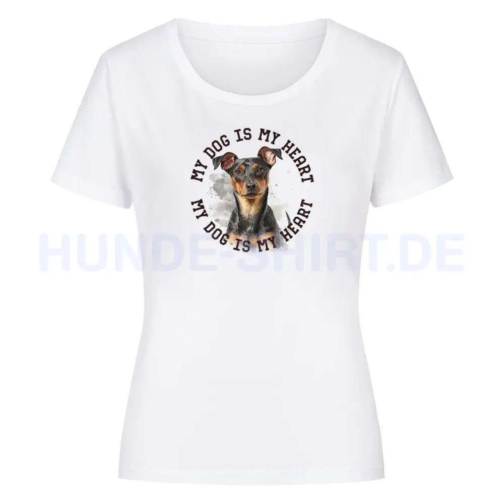 Premium Organic Damen-Shirt "Manchester Terrier HEART 2" Weiß – hunde-shirt.de