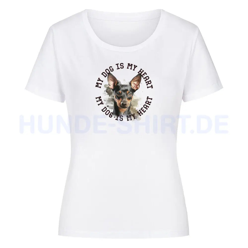 Premium Organic Damen-Shirt "Manchester Terrier HEART" Weiß – hunde-shirt.de